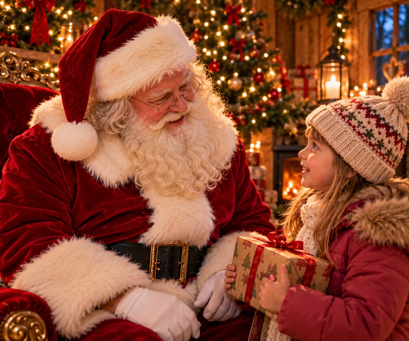 Father Christmas sharing a magical moment with a child